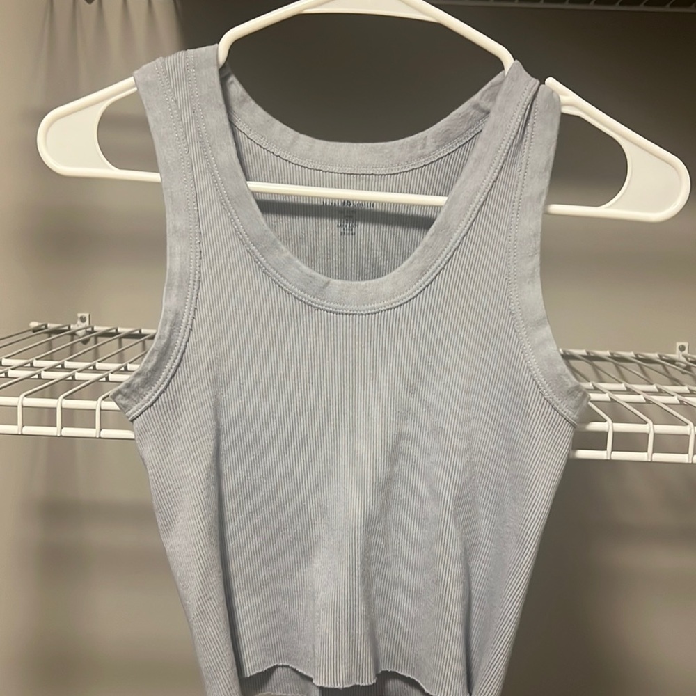 NWT * Brandy Melville Grey/Blue Ribbed Tank Top One Size